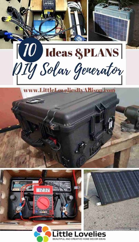 What is a solar generator? In simple terms, a solar generator is a straightforward machine built with a battery inside it; this battery receives charges from the sun thanks to the solar panel. Solar generators are hard to make without proper guidance. However, in this article, you will find 10 DIY solar generator projects to guide you on building different solar generators. #solar #SolarGenerator Diy Solar Generator, Diy Solar Power Generator, Diy Solar Charger, Solar Panel Project, Diy Solar Power System, Solar Powered Generator, Rv Solar Power, Diy Generator, Diy Solar Panel