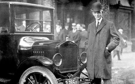 Henry Ford, with 1921 Model T. Ford was at the forefront of spreading the false rumors of a Jewish conspiracy. (Ford Motor Company/Wikimedia) Famous Inventors, Ford Foundation, Tesla S, Assembly Line, Business Icon, Henry Ford, Model T, Automobile Industry, Ford Motor Company