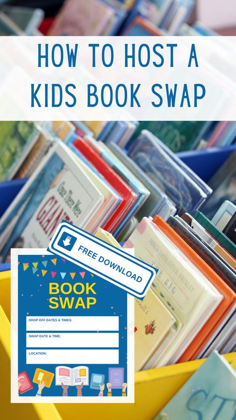 How to host a kids book swap with your neighborhood, or mom friends group: The steps to follow to make it successful. Free flyer download. Book Swap, Mom Friends, Friends Group, Organized Mom, Preschool Books, Kids Book, Preschool Learning Activities, Organization Solutions, Friends Mom