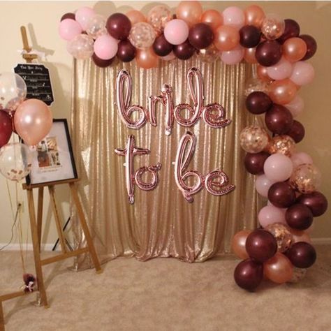 Engagement Party Decorations Diy, Bride To Be Decorations, Bride To Be Balloons, Balloons Wedding, Bridal Shower Inspo, Bridal Shower Planning, Wedding Balloon Decorations, Backdrop Decor, Bride Shower