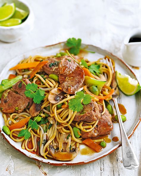 Ready on the table in 20 minutes, this pork and hoisin stir-fry really is a flash in the pan. Hoisin Stir Fry, Quick Chinese Recipes, Recipes With Hoisin Sauce, Ginger Stir Fry, Hoisin Pork, Healthy Chinese Recipes, Ginger Pork, Chinese Vegetables, Pork Stir Fry