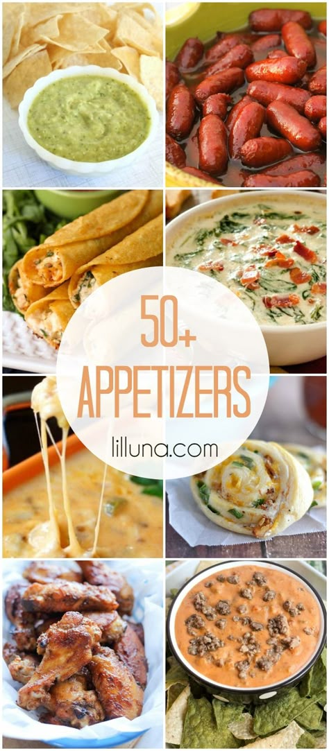 50+ Appetizer Recipes - perfect for all the upcoming Super Bowl parties! Check it out on { lilluna.com } House Warming Party, Appetizers And Dips, Asiago, Finger Food Appetizers, Super Bowl Food, Super Bowl Party, Party Food Appetizers, Game Day Food, Housewarming Party