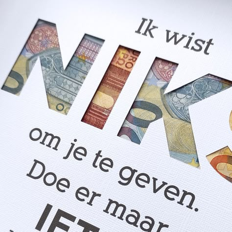 Ik wist niks om je te geven. Doe er maar iets leuks mee Happy B Day, Money Gift, Birthday Presents, Homemade Gifts, Washi Tape, Birthday Wishes, Diy Gift, Diy And Crafts, Birthday Cards