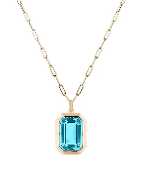 Shop Goshwara Manhattan 18K Yellow Gold & Blue Topaz Pendant Necklace | Saks Fifth Avenue Paper Clip Chain Necklace, Blue Topaz Pendant Necklace, New York City Skyline, Gold Topaz, Colour Stone, Blue Topaz Pendant, Topaz Pendant, Gold Paper, City Skyline