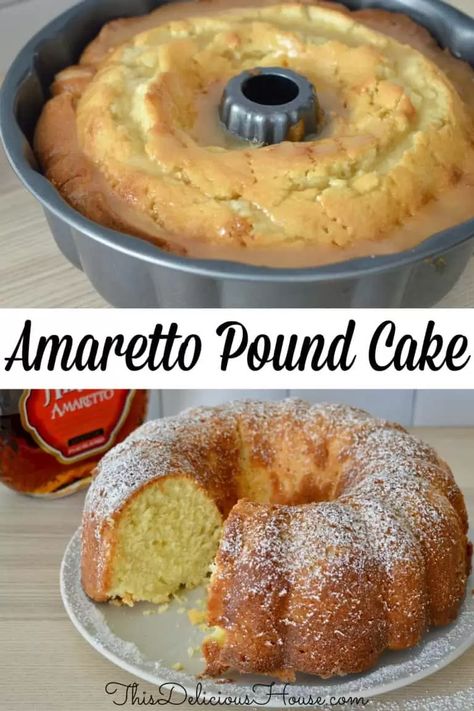 Italian Bundt Cake, Amaretto Deserts, Chocolate Amaretto Cake, Almond Amaretto Pound Cake, Pound Cake Flavors, Amaretto Desserts, Italian Cake Recipes, Amaretto Pound Cake Recipe, Amaretto Pound Cake