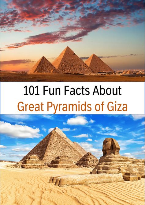 Over 101 fun facts about the Pyramids of Giza, fun facts for kids, plus fun facts about its history, tourism, culture, legends, and so much more! #funfacts #pyramids #giza Great Pyramid Of Giza School Project, Ancient History Projects, Egypt Lessons, Ancient Egypt Pyramids, Egypt Trip, Bath Diy, The Pyramids Of Giza, Pyramid Of Giza, Egypt Project