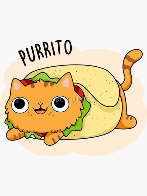 Purrito Funny Kitty Cat Burrito Puns Sticker for Sale by punnybone #StickerAddict Cat Burrito, Cat Puns, Stickers Aesthetic, Frankenstein Halloween, Funny Kitty, Free Halloween, Love Stickers, Halloween Stickers, Christmas Quotes