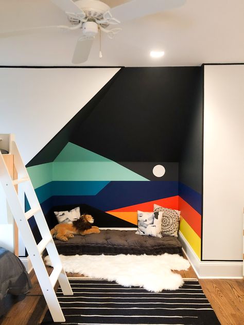 Fun Bedroom Wall Ideas, Boys Mural Bedroom, Boys Room Mural Ideas, Kids Room Paint Ideas For Boys, Boys Room Wall Paint, Boy Room Mural, Utah Bedroom, Easy Murals, Boys Bedroom Wall Color