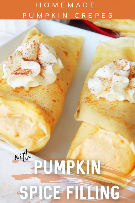 Pumpkin Crepes Recipe, Pumpkin Crepes, Crepe Filling, Sweet Crepes Recipe, Homemade Crepes, Crepes Filling, Sweet Crepes, Fall Breakfast, Crepe Recipes