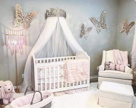 princess nursery - Trendir Rustic Girl Nursery, Girl Nursery Colors, Modern Girl Nursery, Vintage Girl Nursery, Girl Nursery Pink, Baby Nursery Inspiration, Girl Nursery Themes, Princess Nursery