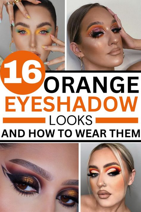 Orange Eyeshadow Looks and How To Wear Them Orange Eyeshadow Looks, Dramatic Eyeshadow, Winter Eyeshadow, Red Eyeshadow Look, Green Eyeshadow Look, Fall Eyeshadow, Yellow Eye Makeup, Cut Crease Eyeshadow, Cut Crease Eye