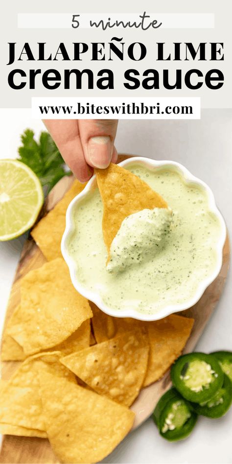 Dip Chips, Salads Bowls, Crema Recipe, Lime Crema, Mexican Sauce, Salsa Recipes, Mexican Salsa, Recipes Authentic, Lime Sauce