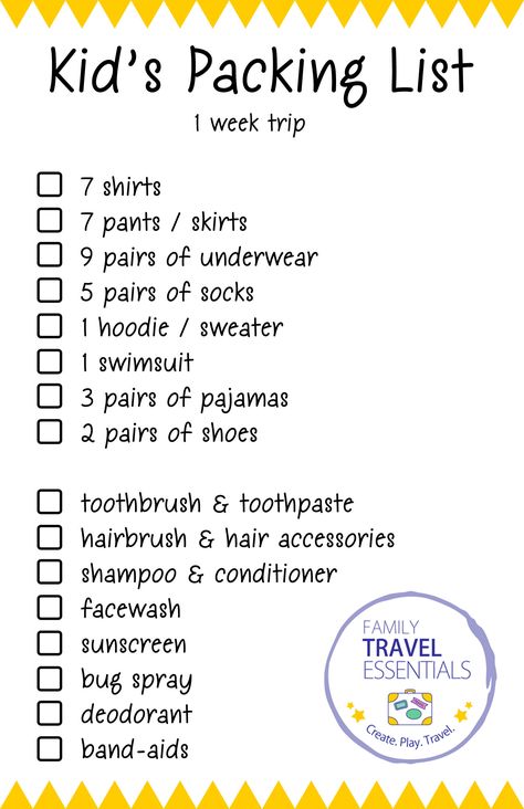 Family Road Trip Essentials, Kids Travel Essentials, School Trip Packing List, School Trip Packing, Packing List Kids, Camping Kids, Trip Packing List, International Travel Essentials, Kids Checklist