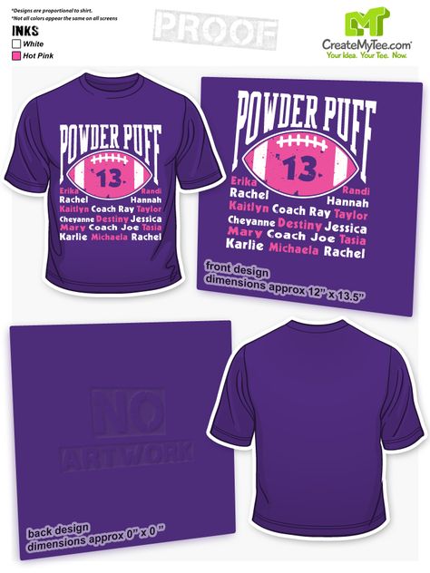 3634_proof3_16061 Powderpuff Shirts Design, Powder Puff Football Shirts, Powder Puff Football, Spirit Gear, Student Government, State Champs, Alzheimers Awareness, Class Shirt, Senior Shirts