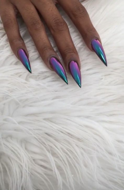 Nails Design Purple, Purple Chrome Nails, Purple Nail Designs, Stiletto Nails Designs, Super Nails, Nail Swag, Trendy Nail Design, Chic Nails, Dope Nails