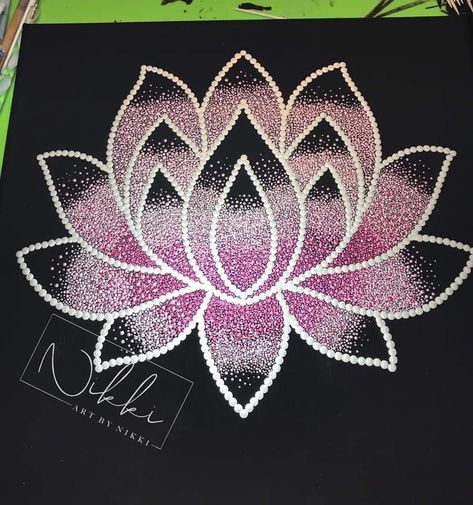 Doted Art Drawing, Dot Art On Canvas, Flower Dot Painting, Lotus Dot Painting, Lotus Flower Paintings, Lotus Dot Art, Dot Painting Flowers, Dot Painting Flower Of Life, Dot Painting Lotus Flower