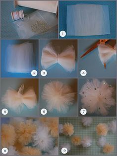 Small tulle clouds Pompon Tulle, Tulle Wedding Decorations, Wedding Pom Poms, Diy Tulle, Tulle Poms, Diy Pom Poms, Diy Pom Pom, Diy Posts, Diy Event