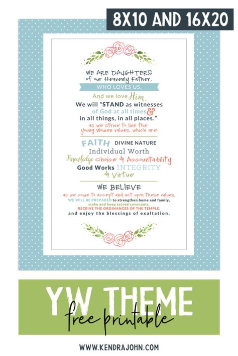 YW Theme Free Printable Young Women 2024 Theme, Lds Youth Theme 2024 Free Printable, Yw Theme Printable, Lds Yw Theme, Ministering Handouts, Yw Theme, Lds Youth Theme, Young Women Theme, Yw Lesson