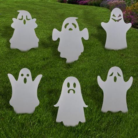 Anditoy 6 Pack Halloween White Ghost Yard Signs with Stakes Scary Silhouette Halloween Decorations for Outdoor Yard Lawn Garden Halloween Decor Lawn Ghosts, Halloween Garden Decorations, Halloween Yard Signs, Art Ghost, Halloween Ghost Decorations, Decorative Garden Stakes, Halloween Garden, Special Halloween, Halloween Silhouettes