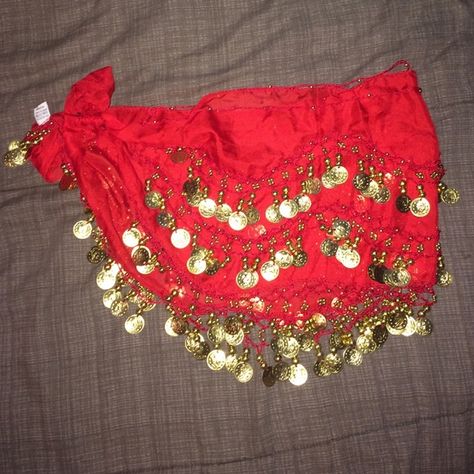 Belly dancer skirt Red belly dancer skirt with gold coins. Brand new never used. Skirts Mini Beads Embroidery, Belly Dancer, Belly Dancers, Gold Coins, Skirts Mini, Red Gold, Boho Shorts, Lady In Red, Dancer