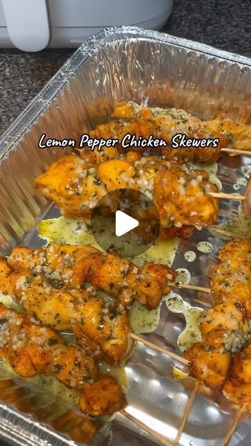 Chef Ev on Instagram: "Mini Lemon Pepper Chicken Skewers 🍋#eatingwithev • • • • • #lemonpepepperchickenskewers #chickenskewers #airfryerrecipes #easyrecipe #airfryer #foodblog #lemonpepperchicken #foodblogger #lifestyleblogger" Chicken Skewers In Oven, Lemon Pepper Chicken Skewers, Sweet Pepper Recipes, Recipes With Chicken And Peppers, Grilled Chicken Skewers, Mini Sweet Peppers, Skewers Grill, Skewer Recipes, Pepper Chicken