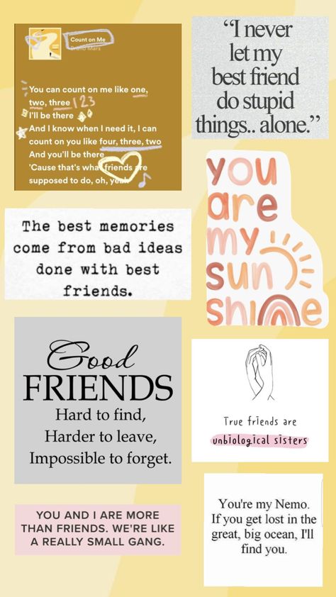 Send this to your bestiee!! #bestie #bestfriend #bff #collage #fyp #quotes Bff Collage, Xmas Frames, Friend Scrapbook, Unbiological Sister, Birthday Scrapbook, Bullet Journal Lettering Ideas, Diy Birthday Gifts, True Friends, Diy Birthday