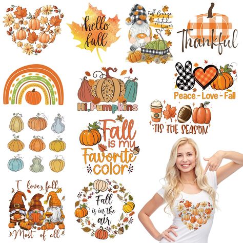 PRICES MAY VARY. Fall Iron On Transfers for T-Shirts:The ready to press fall heat transfer vinyl sets are full of cute fall patterns,They can light up the atmosphere of harvest,make the sweetest autumn gifts, apparel & accessories for the entire holiday season Package Include:Our fall iron on decals include 12 sheets of autumn heat transfer stickers,plus one instruction.The length and width runs from 6 to 9 inch according to different patters,great size for both kids and adults t-shirts Easy for Pumpkin Gnome, Hoodie Diy, Fall Patterns, Circuit Projects, Autumn Gifts, Htv Vinyl, Fall Decor Diy, Sewing Trim, Amazon Art