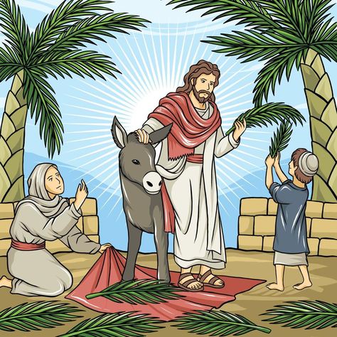 Women Activities, Palm Sunday, Mary And Jesus, Holy Week, The Donkey, The Palm, Bible Study, Vector Art, Sonic