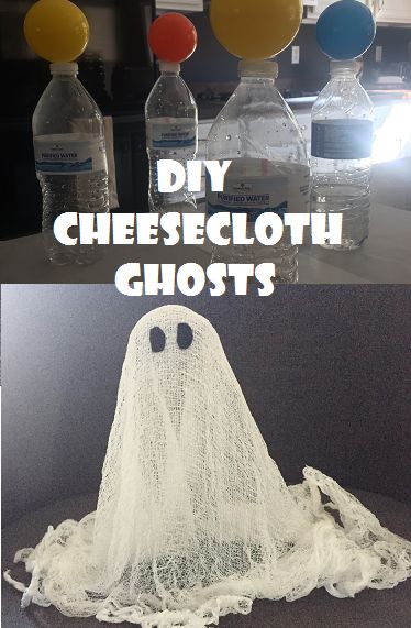 DIY free-standing cheesecloth ghosts, made with fabric stiffener and cheesecloth. A fun Halloween craft project to do with the kids, while adding some spooky flair to your home! Cheesecloth Ghost Diy, How To Make Ghosts, Diy Halloween Ghosts, Simple Halloween Decor, Cheesecloth Ghost, Wheelbarrow Planter, Spooky Ideas, Halloween Craft Projects, Ghost Diy