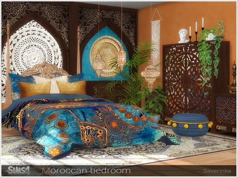 THIS IS GORGEOUS! Moroccan Bedroom Created BY: Severinka! A Featured Artist at TSR! MUST HAVE! Arabic Bedroom Decor, Turkish Bedroom Decor, Cultural Decor, Moroccan Bed, Boho Glam Home, Moroccan Room, Moroccan Inspiration, Turkish Decor, Moroccan Bedroom