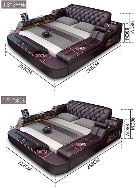 Luxury King Bed, Leather Bed Frame, Smart Bed, Bed Design Modern, Bedroom Bed Design, Leather Bed, Bed Furniture Design, Fabric Bed, Bedroom Furniture Design