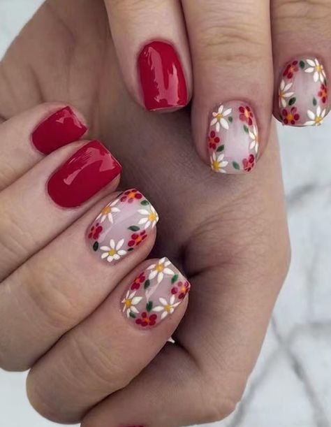 Red Flower Nails, Purple Acrylic Nails, Nail Art Set, Awesome Hair, Cute Gel Nails, Stamping Nail Art, Shellac Nails, Short Acrylic Nails Designs, Flower Nail Art