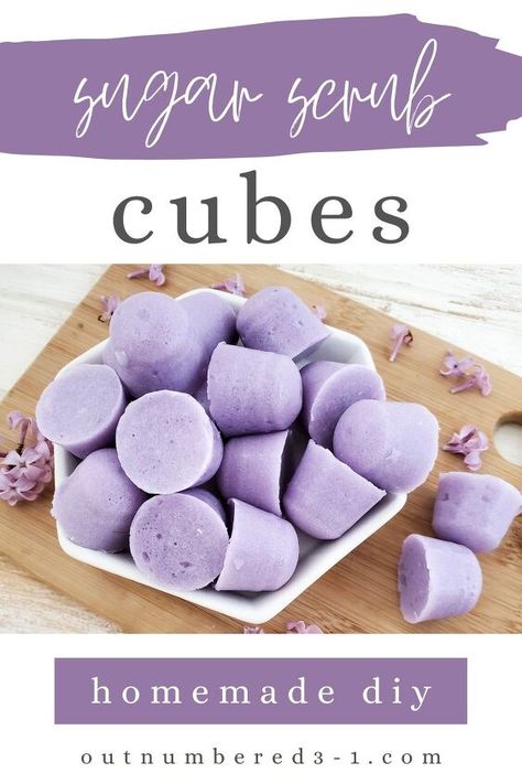 Diy Sugar Scrub Cubes, Make Sugar Scrub, Sugar Scrub Bars, Lilac Sugar, Hand Scrub Diy, Skincare Budget, Scrub Bars, Bathroom Things, Diy Sugar Scrub Recipe