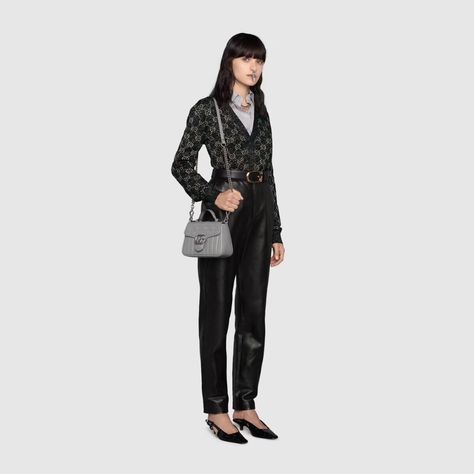 Shop the GG Marmont mini top handle bag in grey at GUCCI.COM. Enjoy Free Shipping and Complimentary Gift Wrapping. Gg Marmont Mini Top Handle Bag, Gucci Mini Bag, Gucci Gg Marmont Mini, Mini Top Handle Bag, Gg Marmont Mini, Gucci Store, Bags Gucci, Italy Print, Mini Top