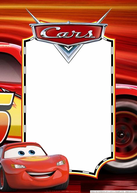 Cars Template Free Printable, Cars Invitation Template, Lightning Mcqueen Printable, Car Birthday Invitations Free, Lightning Mcqueen Party, Car Birthday Party Invitations, Flash Mcqueen, Cars Invitation, Cars Birthday Invitations