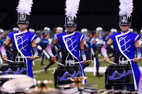 Blue Devils (© T. McCourt, DCI.org) Marching Band Outfits, Manifesting Goals, Color Guard Flags, Drum Corps International, Drum Major, Band Outfits, Drum Corps, Love Band, Blue Devil