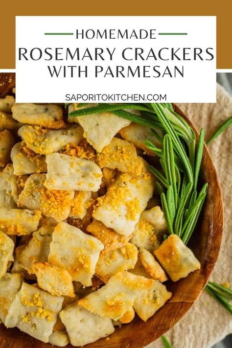 These homemade rosemary crackers parmesan are an easy and fun recipe to make. They are great for snacking, for a cheese plate or as an addition to a charcuterie board. #homemadecrackers #rosemarycrackers #seasonedcrackers