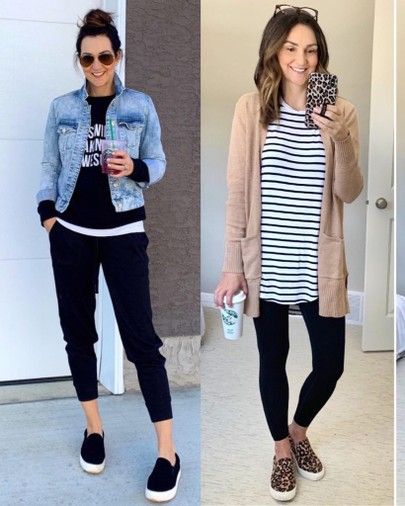 Coloured Leggings Outfit, Teacher Legging Outfits, Striped Tunic Outfit, Tunic Outfit Fall, Leggings And Cardigan Outfit, Leggings Travel Outfit, Comfy Legging Outfits, Fits With Leggings, Winter Sneakers Outfit