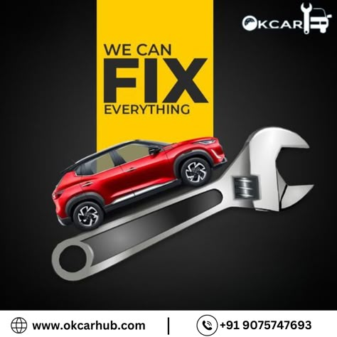 OKCAR-Best Car Service Center in Pune Car Advertising Design Creative, Car Service Ads Creative, Car Service Ads, Car Service Design, Graphic Design Cv, Car Advertising Design, Ads Creative Advertising Ideas, Car Workshop, Social Media Advertising Design