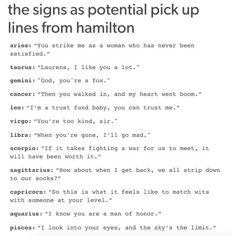 Yup... mine's painfully accurate... Hamilton Jokes, Aaron Burr, Hamilton Funny, Hamilton Memes, Hamilton Musical, Zodiac Society, Alexander Hamilton, Zodiac Signs Horoscope, Zodiac Signs Funny