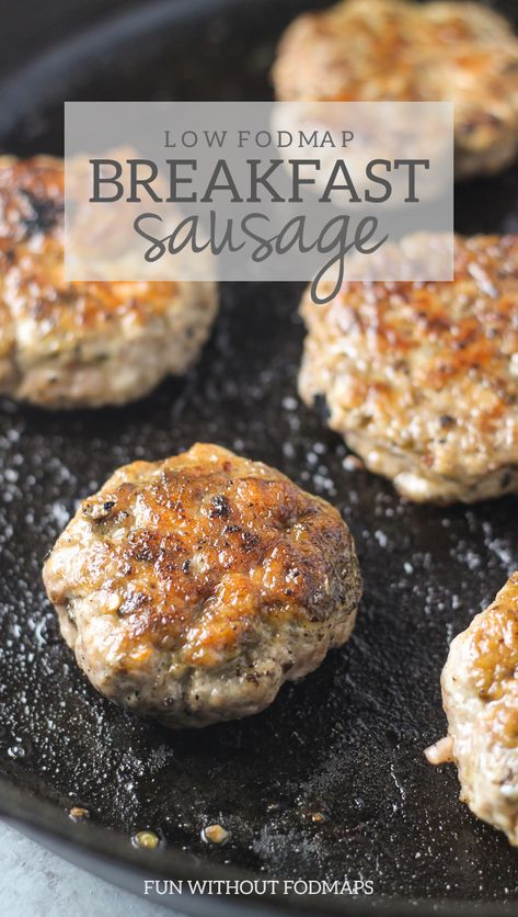 Gluten-free and sugar-free, this Low FODMAP Breakfast Sausage recipe offers a classic breakfast staple without the garlic or onion powder! | funwithoutfodmaps.com | #whole30 #breakfast #breakfastsausage #pork #lowfodmap Low Fodmap Breakfast, Breakfast Sausage Recipe, Fodmap Recipes Dinner, Low Fodmap Recipes Dinner, Fodmap Breakfast, Fodmap Friendly Recipes, Whole30 Breakfast, Low Fodmap Diet Recipes, Breakfast Sausage Recipes