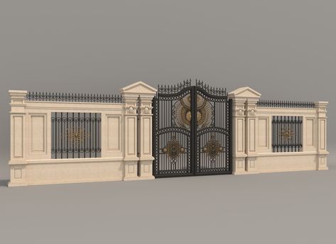 Aesthetic Gate Design, Bloxburg Front Gate Ideas, Mansion Gates Entrance, Bloxburg Gate Ideas, Classic Gate Design, Bloxburg Gate Entrance Ideas, Gated Houses, Bloxburg Fence Ideas, Fence Decal Bloxburg