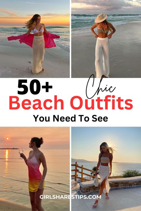 50+ Chic Beach Outfits For Summer [2024] For Your Next Stylish Beach Getaway Beach Vacation Outfits Hawaii, Outfits For Honeymoon Beach Vacations, Date Night Outfit Beach, Beach Shirt Outfit Women, Hot Holiday Outfits Beach Summer, Tropical Vacation Aesthetic Outfits, Boho Beach Outfit Ideas, Earth Tone Beach Outfit, Bathing Suits For Greece