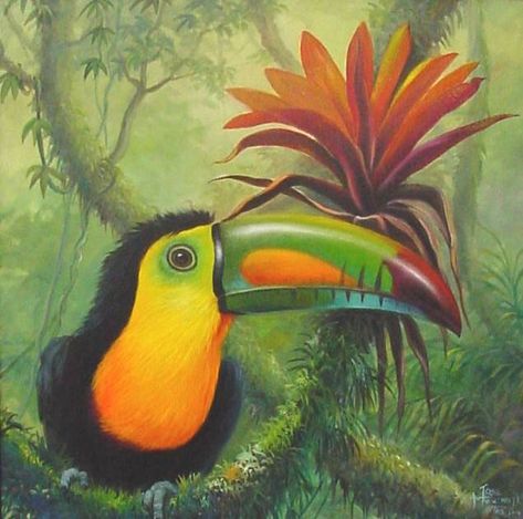 TUCÁN José Moreno Aparicio - Artelista.com Diy Sketch, Puzzle Pictures, South American Art, Toucan Bird, Bird Painting, Difficult Times, Birds Of Paradise, South American, Birds Painting