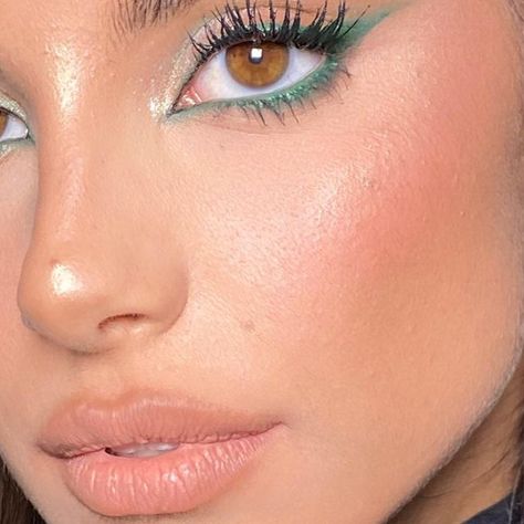 Claudia Neacsu on Instagram: "Have you ever tried green eyeliner? On stunning @francescaacuccuru 🎄 Using: @lorealparis Infallible Green Eyeliner @isamayabeauty Eyeshadow Palette @dolcegabbana_beauty Devotion Mascara @patricktabeauty Lip Creme She’s unapologetic #festivemakeup #greeneyeliner #makeup #claudianmakeup" Mint Green Eyeliner, Green Under Eyeliner, Green Winged Eyeliner, Forest Green Makeup, Green Eyeliner Looks, Green Eyeliner Makeup, Light Green Makeup, Claudia Neacsu, Eyeshadow Hacks