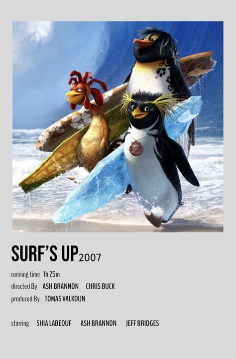 Surfs Up Poster Movie, Surfs Up Poster, Surf Up Movie, Surf's Up Movie, Surfs Up Movie, Old Disney Movies, Good Animated Movies, Up Movie, Disney Movie Posters