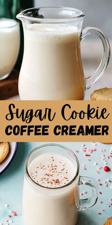 Transform your morning coffee into a festive treat with this easy homemade sugar cookie coffee creamer! 🎄✨ Made with simple ingredients, it’s the perfect way to sweeten up your day. Whether it’s the holiday season or not, you’ll love this creamy, dreamy recipe. ☕ #CoffeeLovers #SugarCookieCreamer #DIYCoffeeCreamer #HolidayRecipes Healthier Coffee Creamer, Sugar Cookie Coffee Creamer Recipe, Diy Creamer, Healthy Creamer, Sugar Cookie Coffee, Homemade Sugar Cookies Easy, Diy Coffee Creamer, Cookie Coffee, Homemade Coffee Creamer