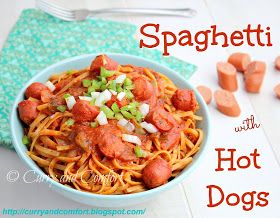 Kitchen Simmer: Spaghetti with Hot Dogs- One Pot Meal Hot Dog Pasta, Hot Dog Spaghetti, Happy Community, Gross Food, One Pot Meal, Spaghetti Recipe, Hot Dog Recipes, Fast Dinners, Tasty Kitchen