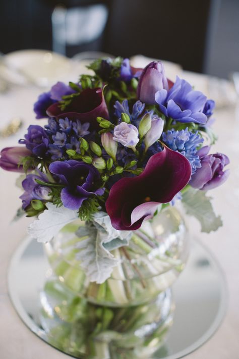 Floral Centrepieces, Purple Flower Arrangements, Blue Purple Wedding, Blue Wedding Centerpieces, Small Purple Flowers, Small Flower Arrangements, Chelsea Wedding, Canberra Australia, Bridal Shower Flowers