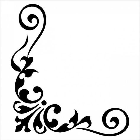 Corner Border Designs Clip Art Corner Border, Corner Borders, Page Borders Design, Frame Border Design, Silhouette Stencil, Page Borders, Stencil Patterns, Border Designs, Borders Design